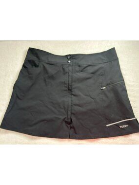Terry Womens Black Cycling Metro Bike Skort Skirt XL Stretch Pockets Outdoor